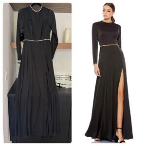 IEENA for Mac Duggal 26524 Cutout Back High Slit Dress in Black